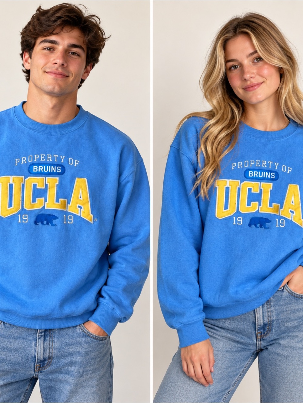 Vtg Champion UCLA Bruins Crewneck Sweatshirt Size Medium Embroidered Blue